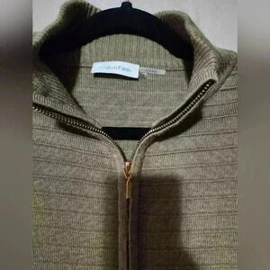Calvin Klein cardigan dress brown tan size M zipper